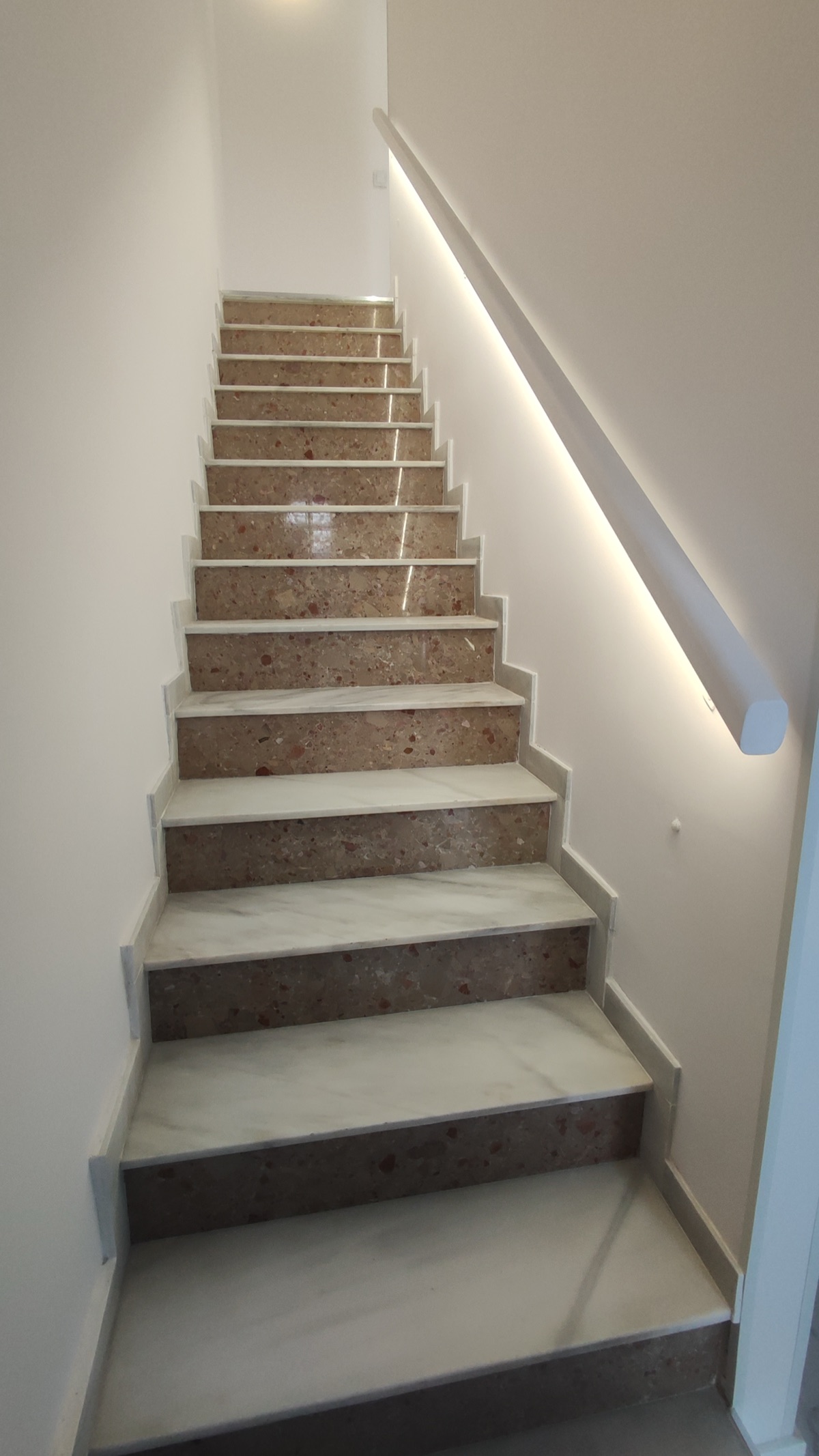 Marble staircase with LED lighting