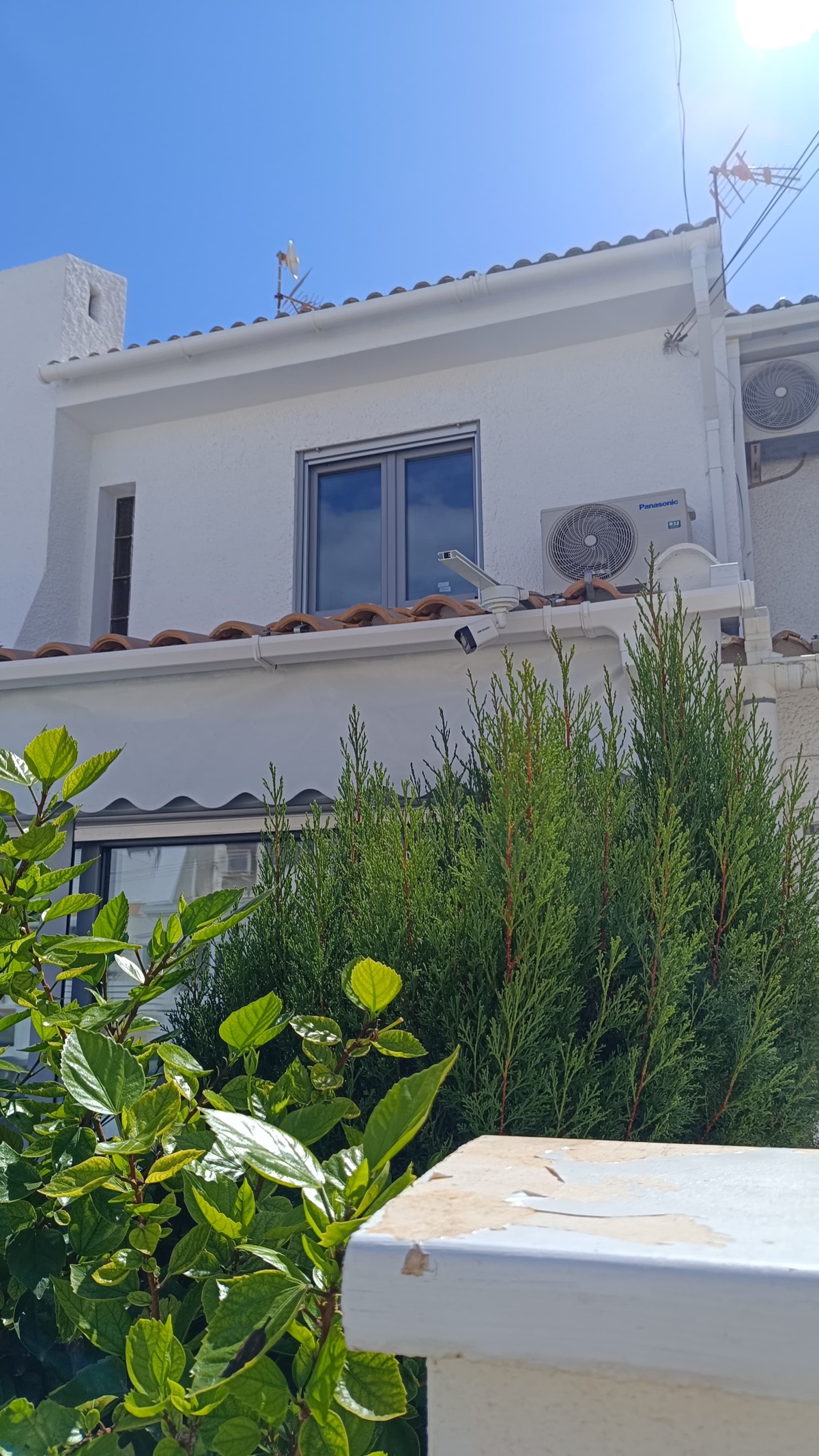 Security camera on house facade