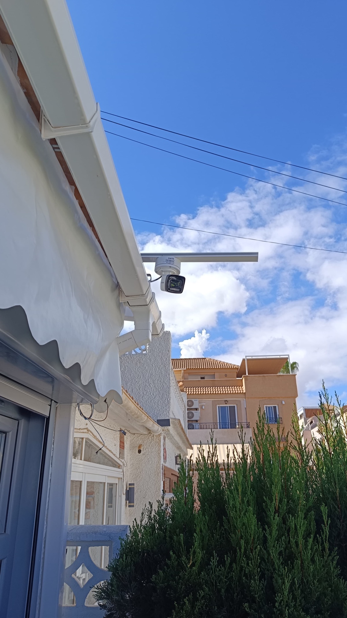 Outdoor security camera on canopy